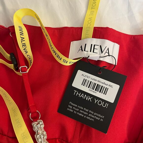 Juliet Satin Rhinestone Straps Corset Dress (Wine Red) sz 12 - Picture 5 of 5